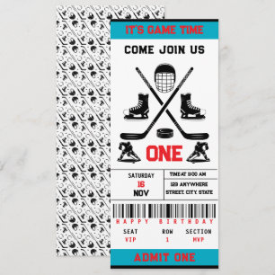 Het is Game Time Hockey Ticket 1e verjaardagsfeest Kaart