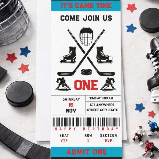 Het is Game Time Hockey Ticket 1e verjaardagsfeest Kaart