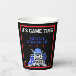 HET IS GAME TIME HOCKEY VERJAARDAG PAPIEREN BEKERS