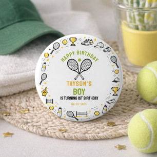 Het is Game Time Tennis 1e verjaardag – Leuk voor Ronde Button 3,2 Cm