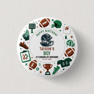 Het is Game Time Voetbal 1e Verjaardag – Leuke Kin Ronde Button 3,2 Cm