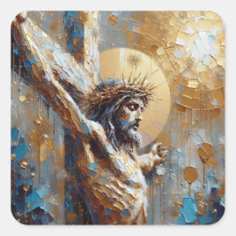 Het is gedaan - Jesus Series Art Collectie Vierkante Sticker
