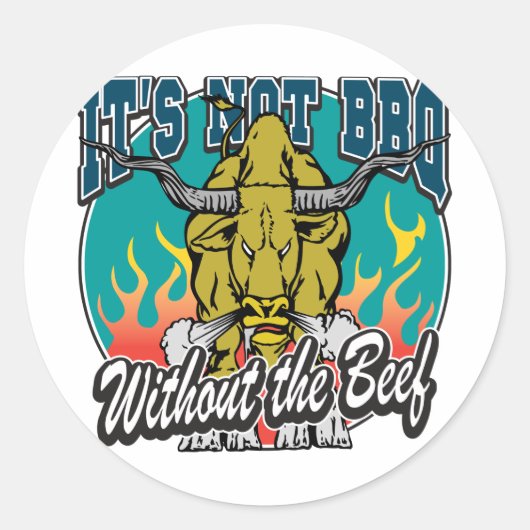 Het is geen BBQ zonder rundvlees Ronde Sticker (Voorkant)
