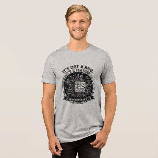 Het is geen bug, het is een functie" Coderingscita Tri-Blend Shirt (Voorkant volledig)
