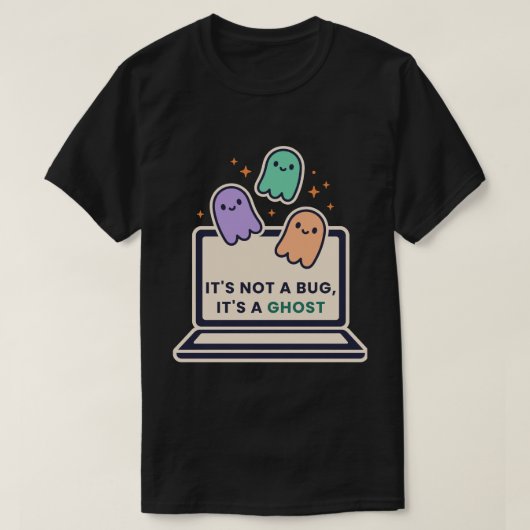 Het Is Geen Bug Het Is Een Spook Codeer Halloween T-shirt (Design voorkant)