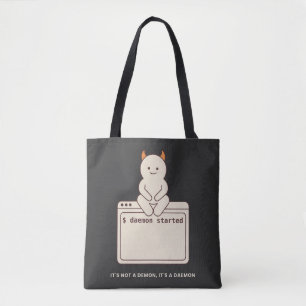 Het is geen demon, het is een Daemon Grappige Linu Tote Bag