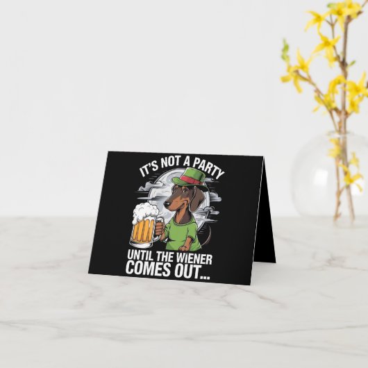Het Is Geen Feest Tot Dachshund Iers Bier Wiener Kaart (Gele Bloem)