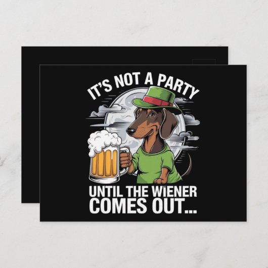 Het is geen feest tot Dachshund Irish Beer Wiener Briefkaart (Voorkant / Achterkant)