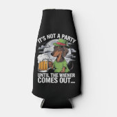 Het is geen feest tot Dachshund Irish Beer Wiener Flesjeskoeler (Voorkant)