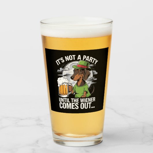 Het is geen feest tot Dachshund Irish Beer Wiener Glas (Voorkant gevuld)