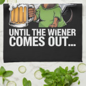 Het is geen feest tot Dachshund Irish Beer Wiener Theedoek (Gevouwen)