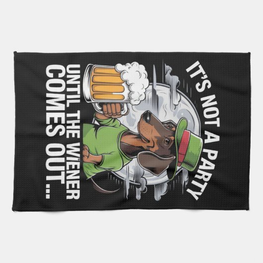 Het is geen feest tot Dachshund Irish Beer Wiener Theedoek (Horizontaal)