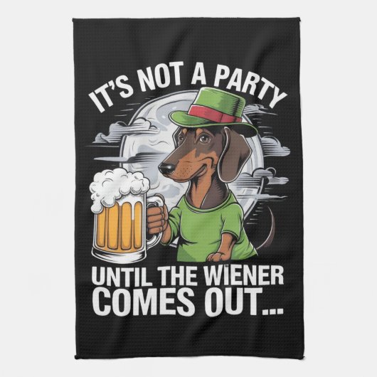 Het is geen feest tot Dachshund Irish Beer Wiener Theedoek (Verticaal)
