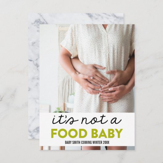 Het is geen food Baby Funny Zwangerschap Aankondigingskaart (Voorkant / Achterkant)