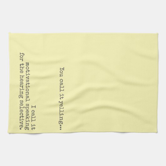 Het is geen grappige citaat. theedoek (Horizontaal)