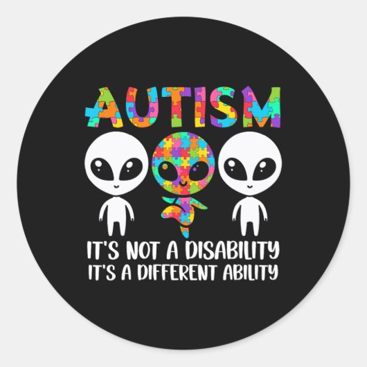 Het is geen handicap, het is een ander autisme ronde sticker (Voorkant)
