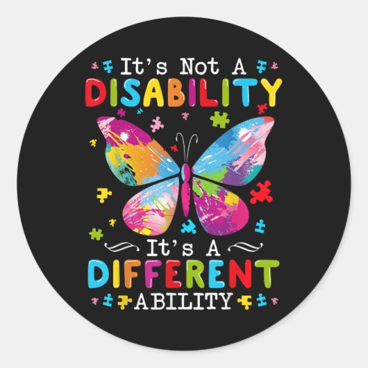 Het is geen handicap, het is een ander vermogen ronde sticker (Voorkant)