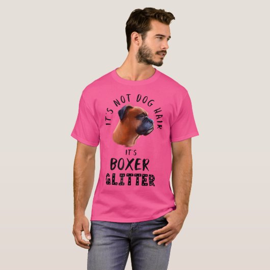 Het is geen hondenhaar, het is Boxer Glitter Dog Q T-shirt (Voorkant volledig)