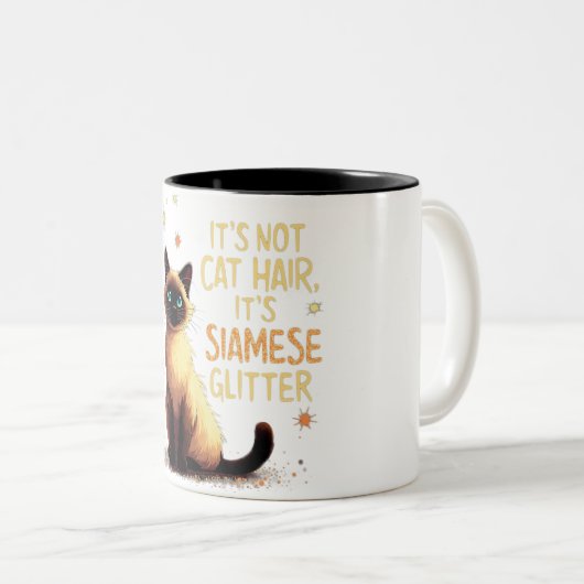 Het is geen kattenhaar, het is Siamese glitter Tweekleurige Koffiemok (Voorkant rechts)