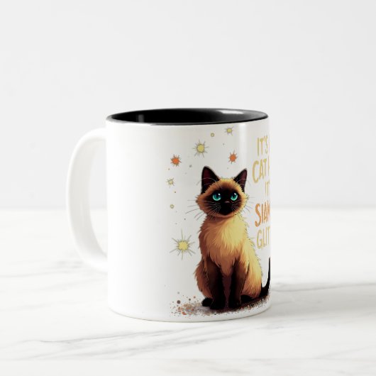 Het is geen kattenhaar, het is Siamese glitter Tweekleurige Koffiemok (Voorkant links)