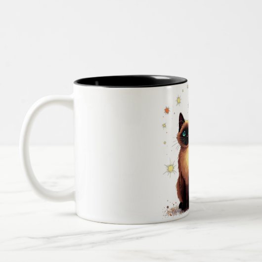 Het is geen kattenhaar, het is Siamese glitter Tweekleurige Koffiemok (Links)