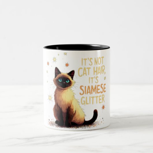 Het is geen kattenhaar, het is Siamese glitter Tweekleurige Koffiemok (Center)