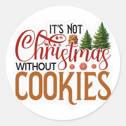 Het is geen kerst zonder koekjes ronde sticker (Voorkant)