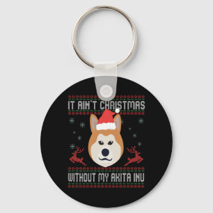 Het is geen Kerstmis zonder mijn Akita inu Hondenl Sleutelhanger
