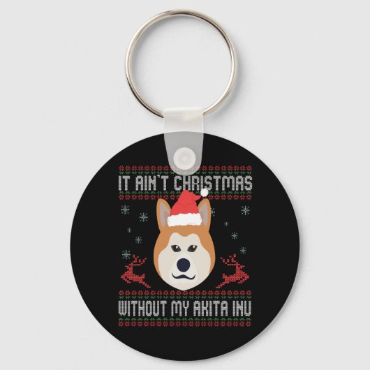 Het is geen Kerstmis zonder mijn Akita inu Hondenl Sleutelhanger (Voorkant)