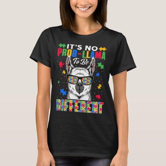 Het is geen probleem dat lama anders autisme bewus t-shirt (Voorkant)
