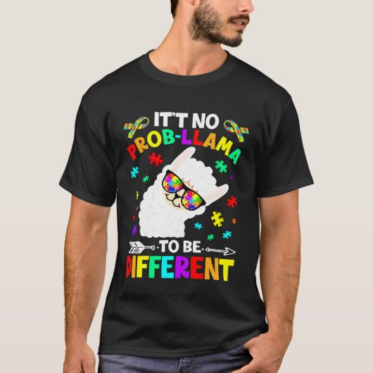 Het is geen probleem lama om anders te zijn autism t-shirt (Voorkant)