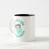 het is geen pruik , maar een echte haas tweekleurige koffiemok (Voorkant links)