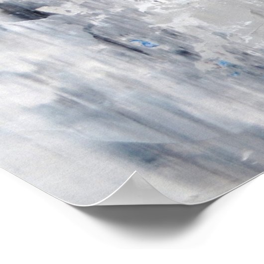 'Het is gemaakt' Blauw en grijs Abstract Poster va (Hoek)