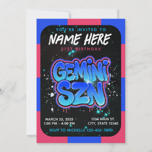 Het is Gemini Seizoen Zodiac Verjaardagsuitnodigin Kaart