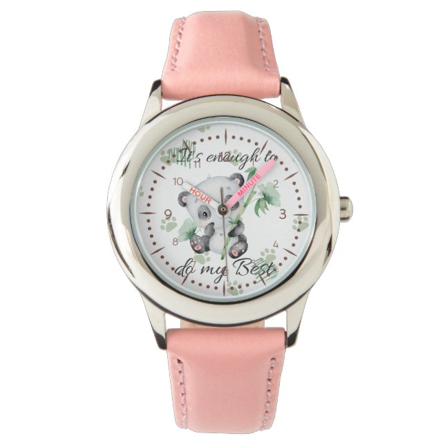 Het is genoeg | Schattige bevestigingen | Panda Horloge (Voorkant)