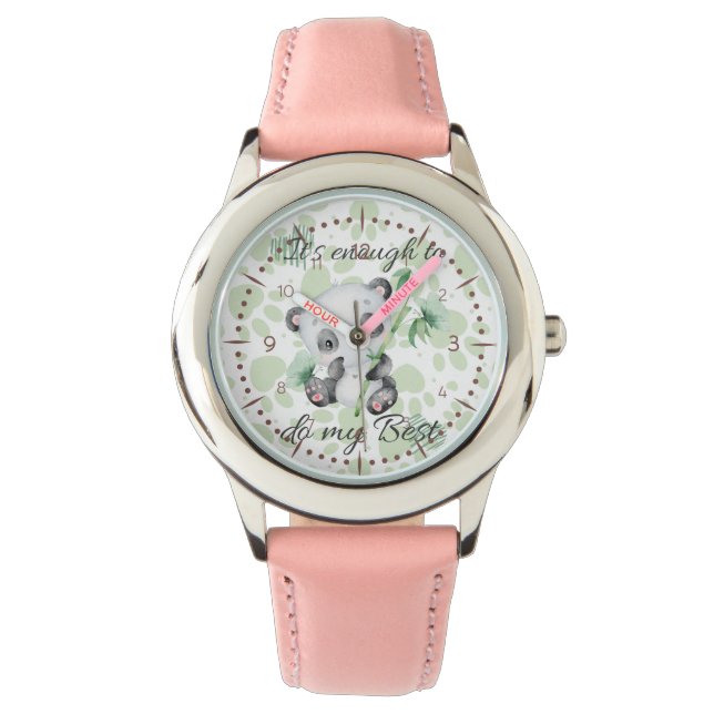 Het is genoeg | Schattige bevestigingen | Panda Horloge (Voorkant)