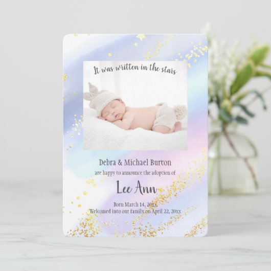 Het is geschreven in de sterren adoptie Annou Aankondiging (Staand voorkant)