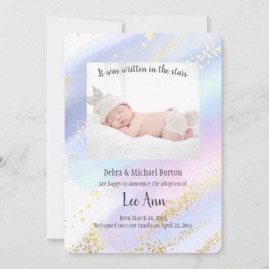 Het is geschreven in de sterren adoptie Annou Aankondiging (Voorkant)