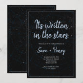 Het is geschreven in de uitnodiging voor het huwel (Voorkant / Achterkant)