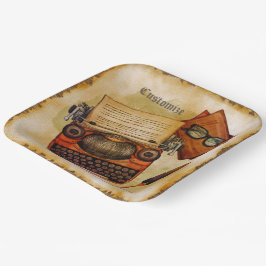 Het is geschreven in het  papieren bordje