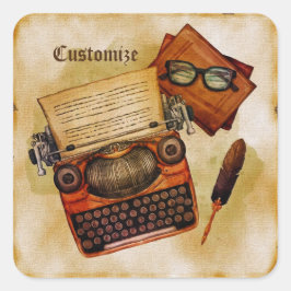 Het is geschreven in het vierkante sticker