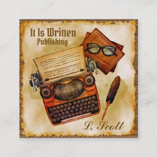 Het is geschreven in het  vierkante visitekaartje (Voorkant)