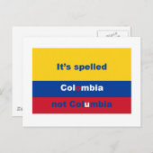 Het is gespeld als Colombia, niet als Columbia Briefkaart (Voorkant / Achterkant)