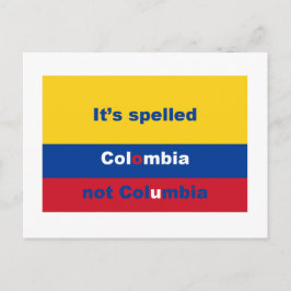 Het is gespeld als Colombia, niet als Columbia Briefkaart