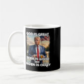 Het is geweldig bier is goed en Biden is gek grapp Koffiemok (Links)