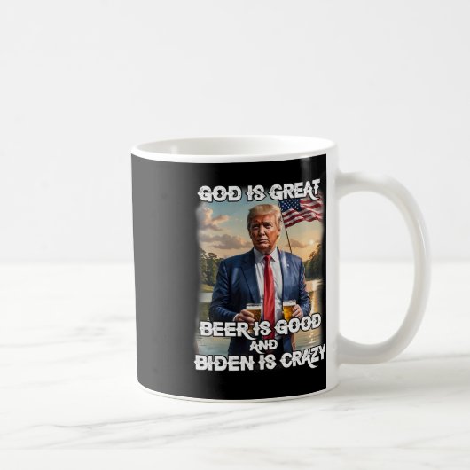 Het is geweldig bier is goed en Biden is gek grapp Koffiemok (Rechts)