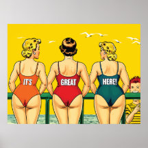 Het is geweldig hier, vrouwen op een strand, grap