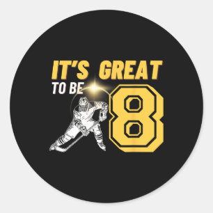 Het is geweldig om acht te zijn Jongens IJshockey Ronde Sticker