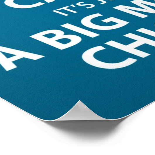 Het is gewoon een poster van een grote metalen kip (Hoek)