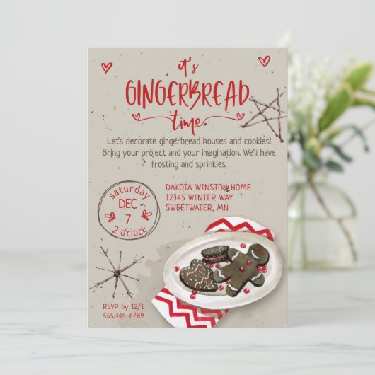 Het is Gingerbrood House Time Kaart (Staand voorkant)